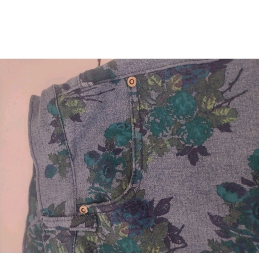 Diane Gilman 12P X 26.5" Women’s Blue Green Floral Print Stretch Jeans - Picture 7 of 16